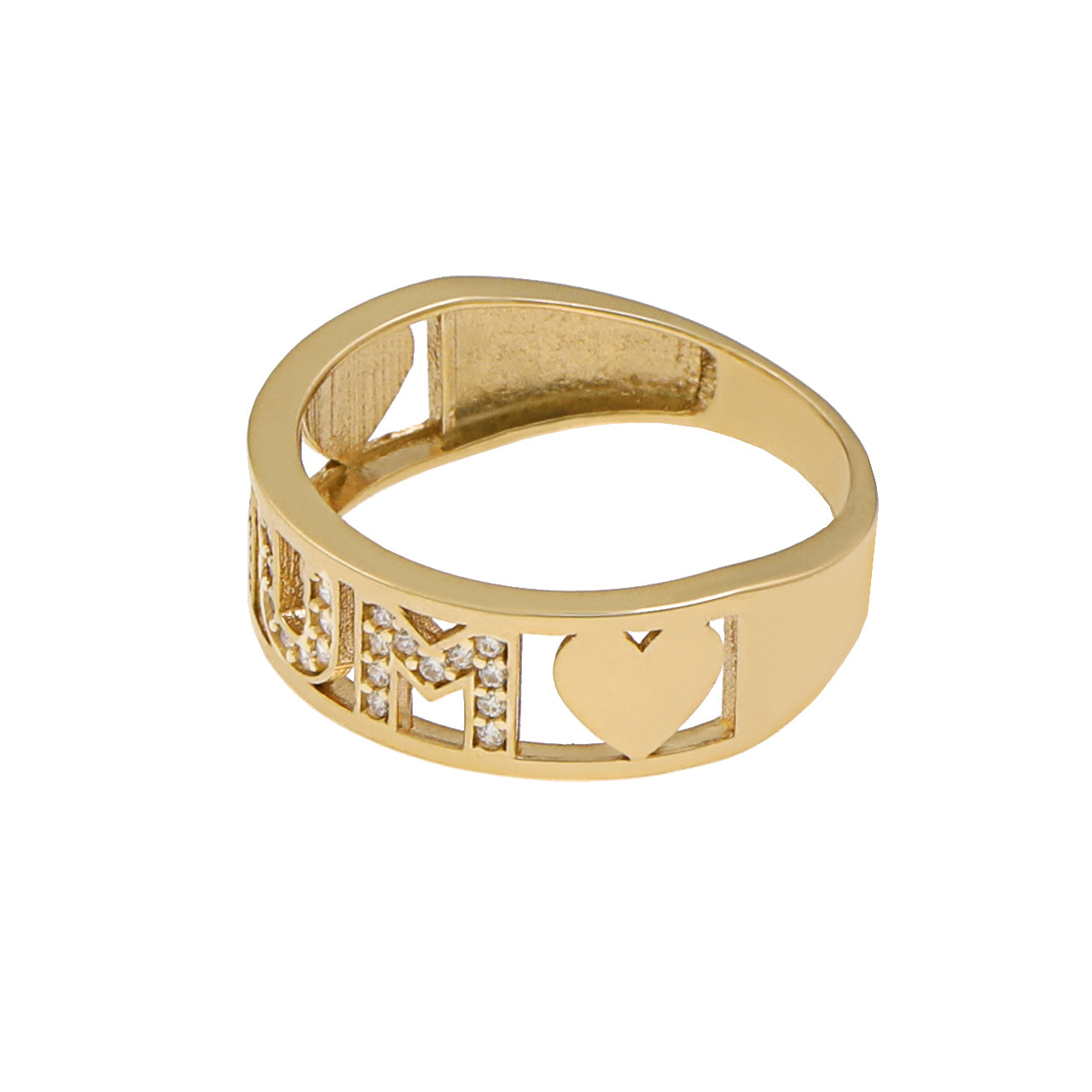 9ct Solid Yellow Gold Cubic Zirconia Mum Ring