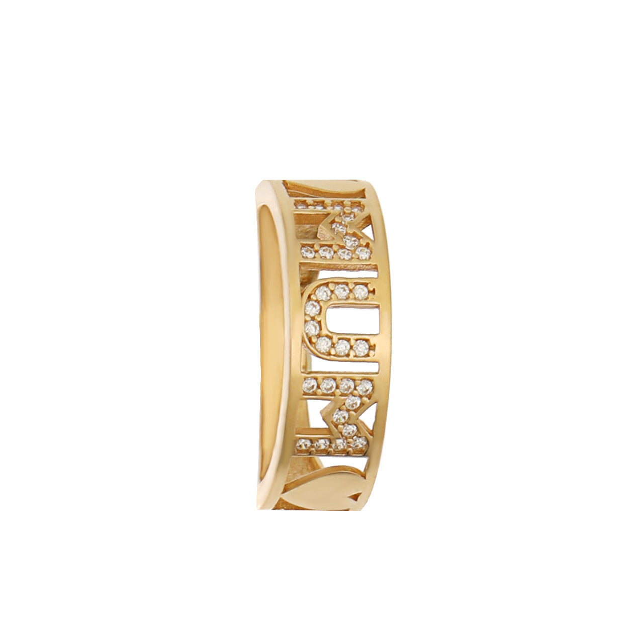 9ct Solid Yellow Gold Cubic Zirconia Mum Ring