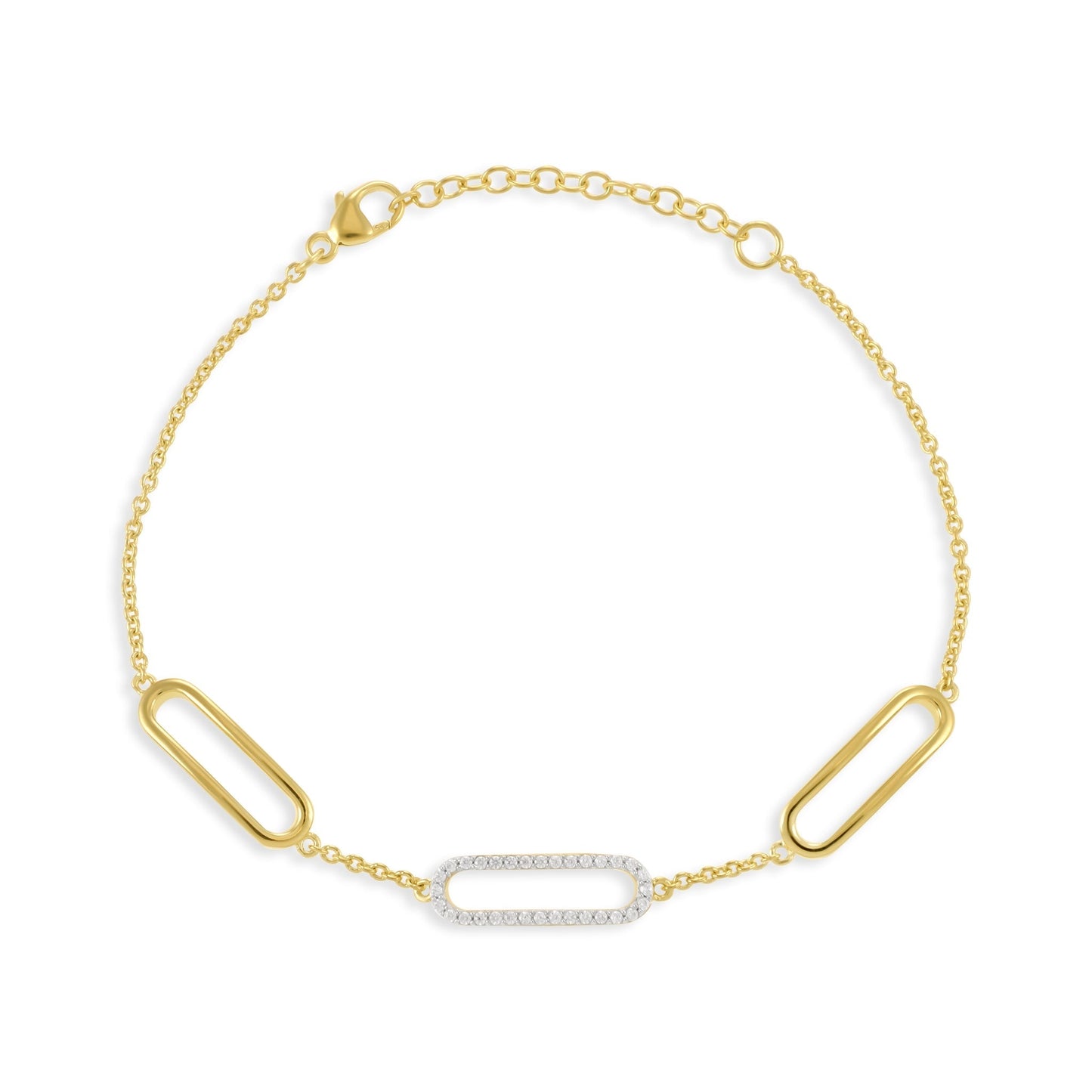 18ct Gold Plated Silver Cubic Zirconia Chain Bracelet