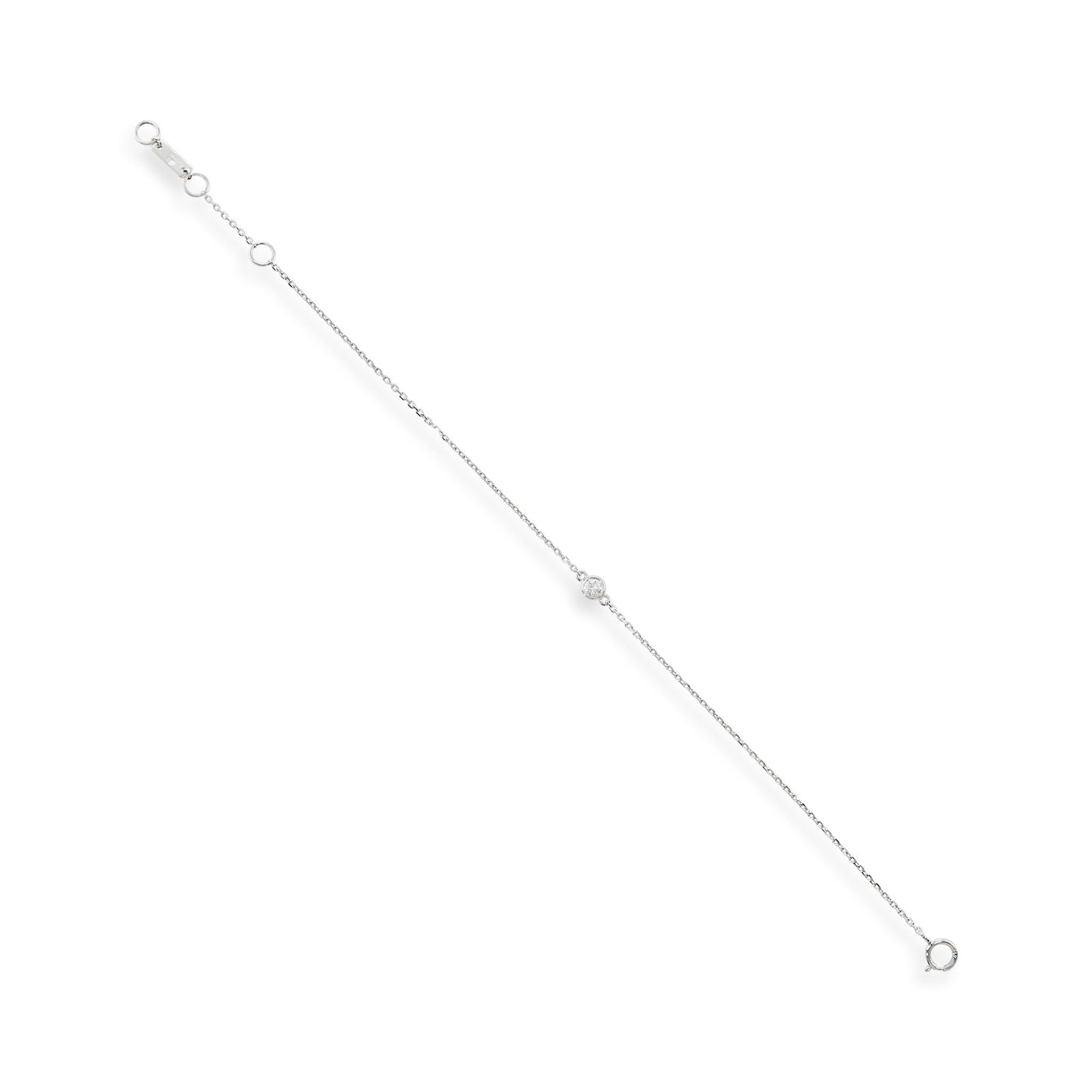 18ct White Gold Single Stone Chain Bracelet | Massoor Jewellery