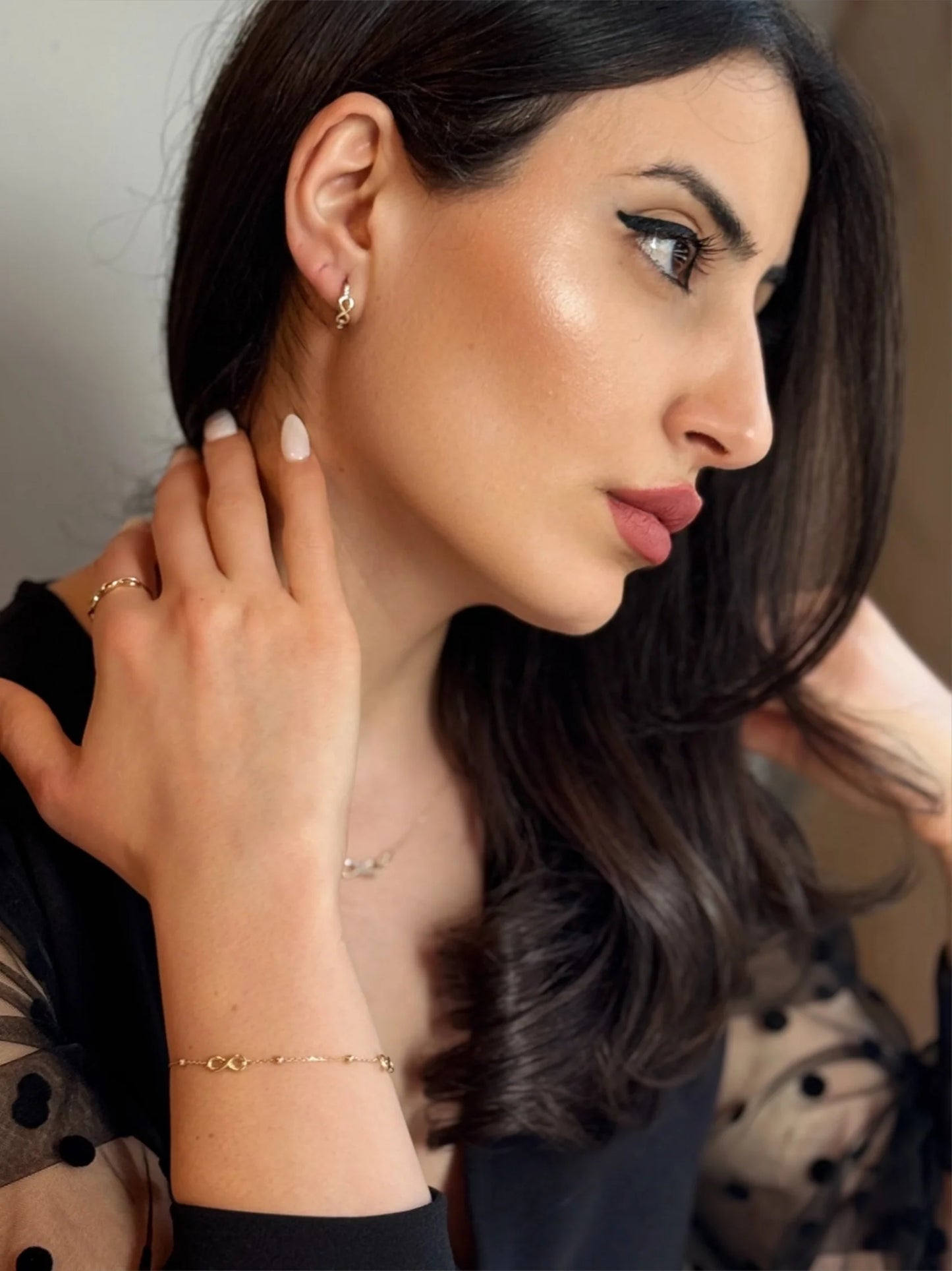 9ct Yellow Gold Infinity Bead Chain Bracelet