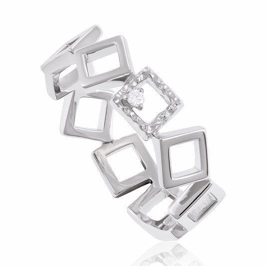 Sterling Silver Rhodium Plated Cubic Zirconia Ring