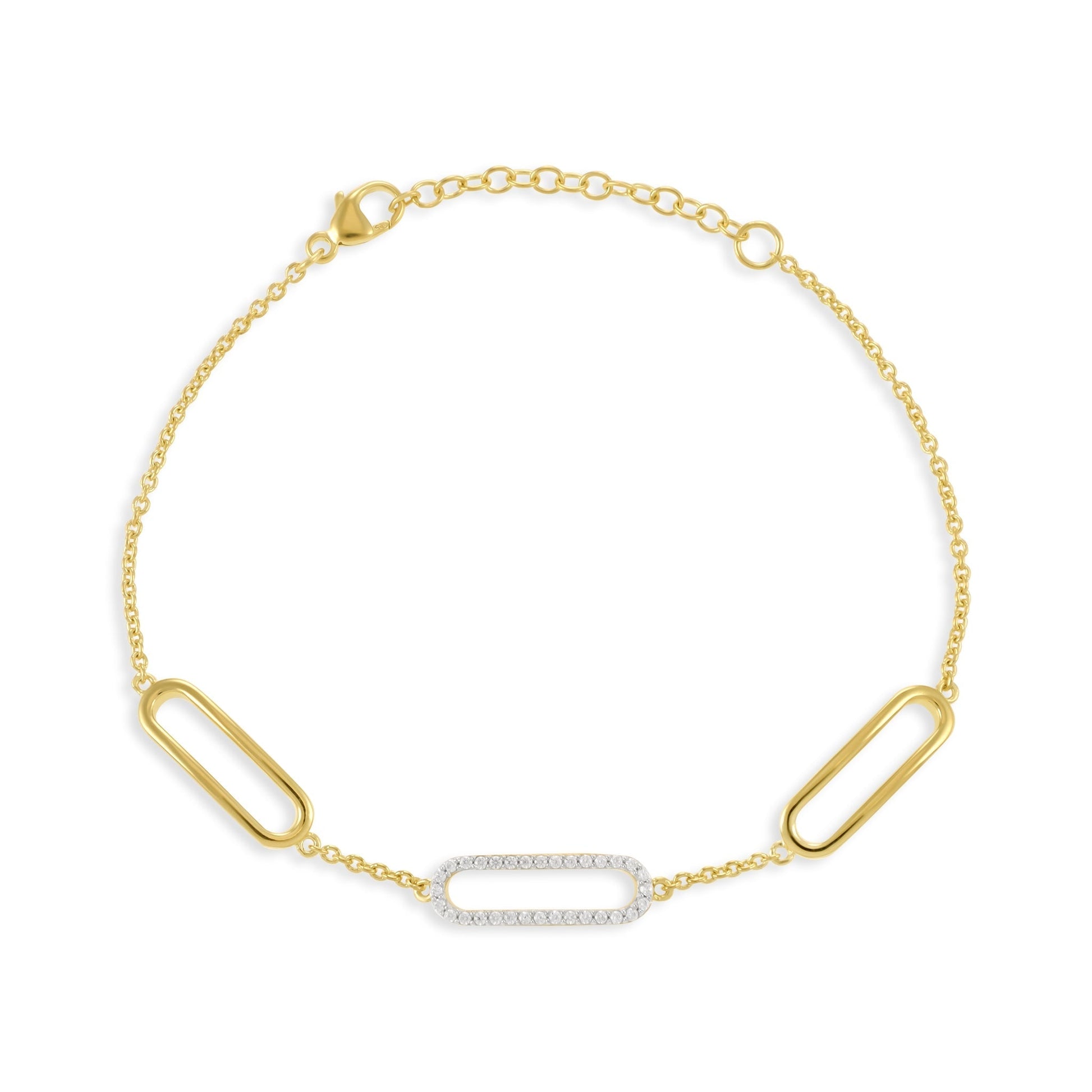18ct Gold Plated Silver Cubic Zirconia Chain Bracelet