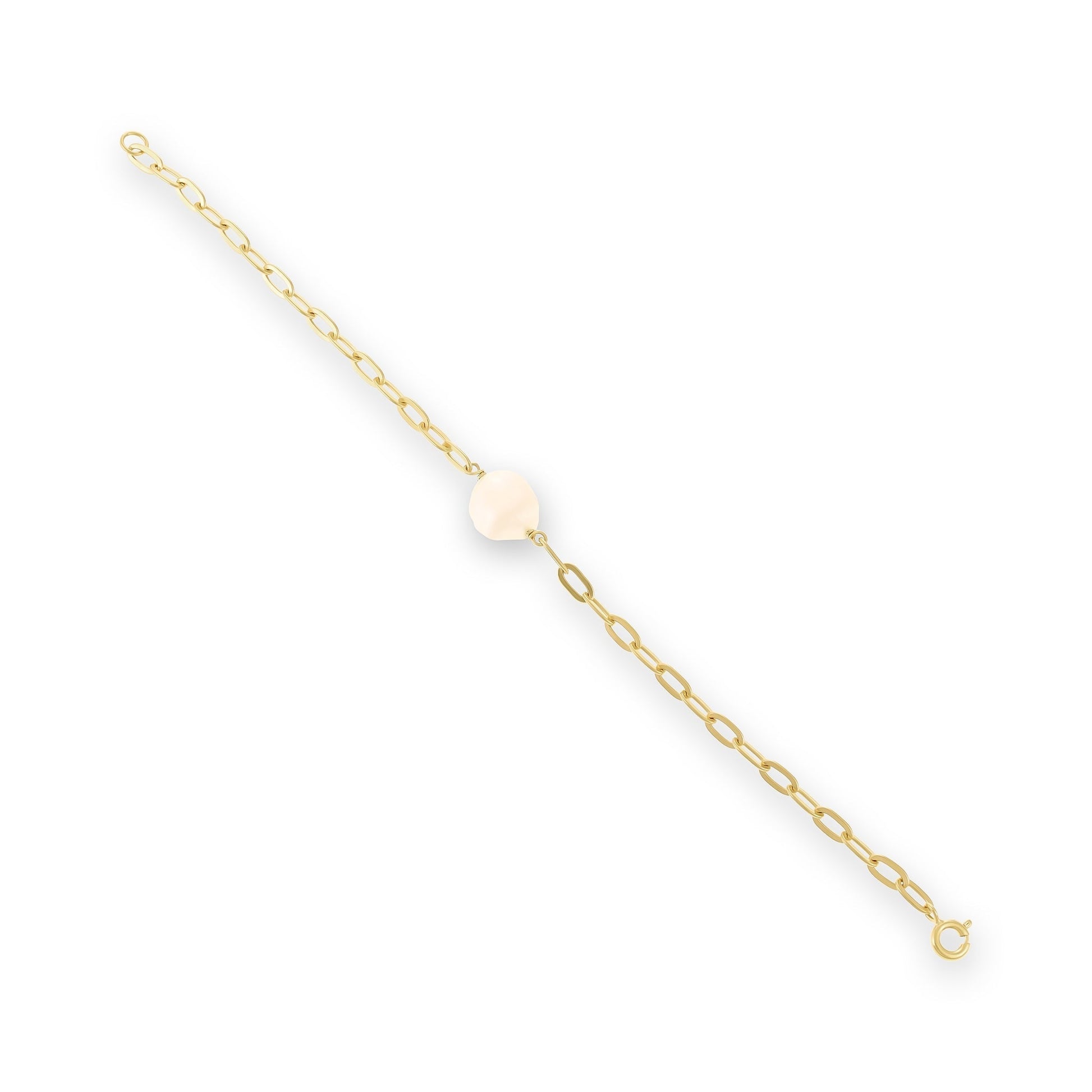 18ct Gold Plated Sterling Silver Pearl Chain Bracelet 