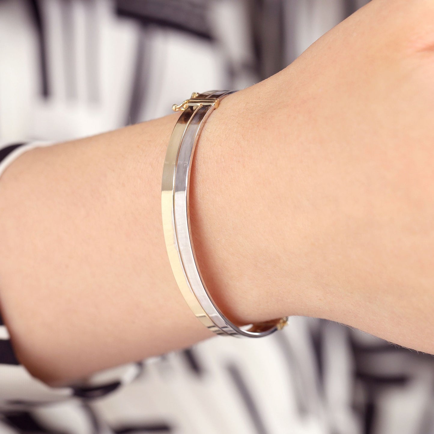 9ct Yellow and White Gold Two Tone Bangle