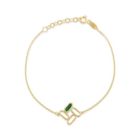 9ct Yellow Gold Green Stone Link Bracelet