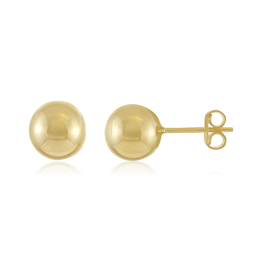 9ct Yellow Gold Plain Ball Stud Earrings