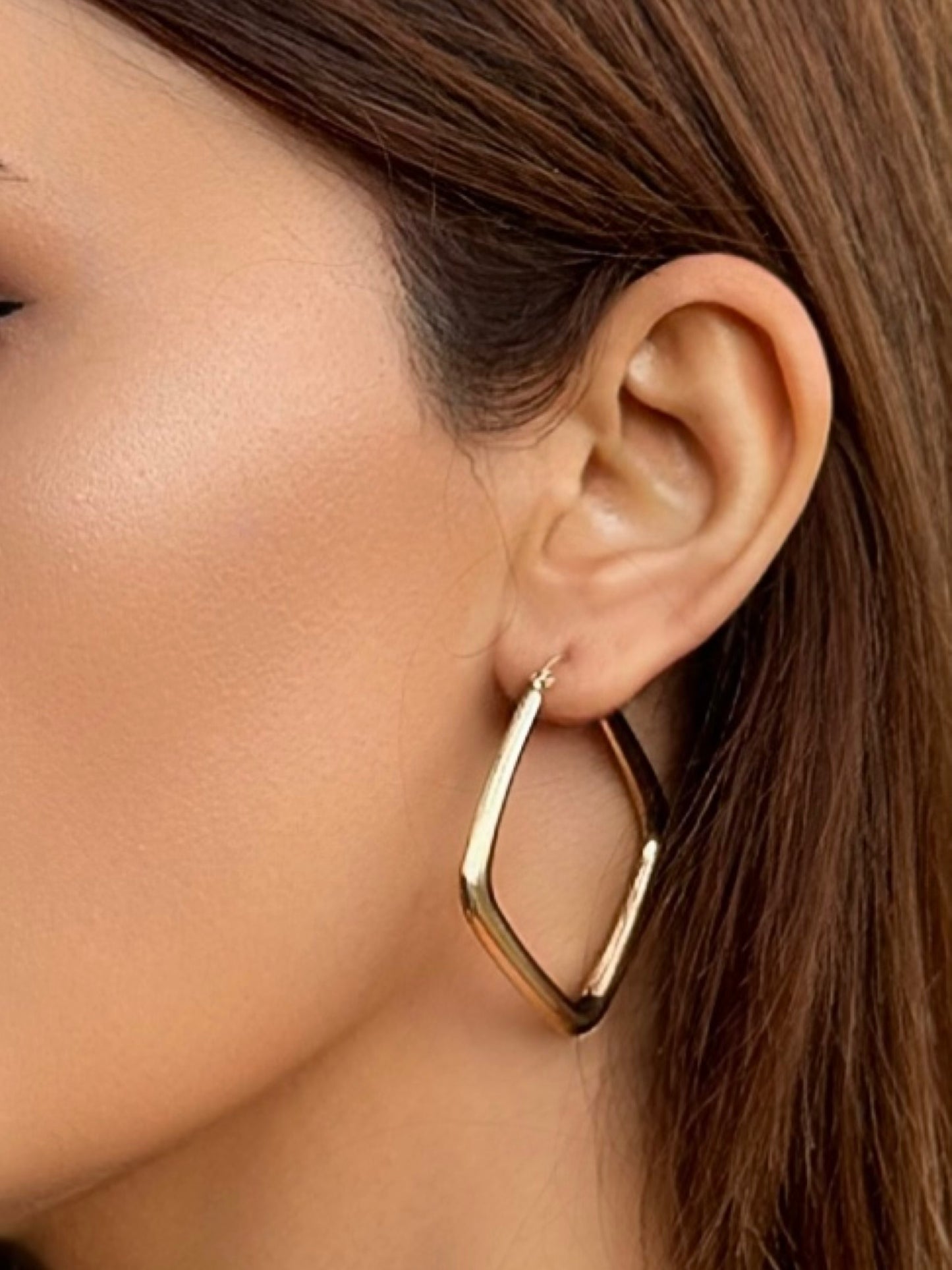 9ct Yellow Gold Square Hoop Earrings