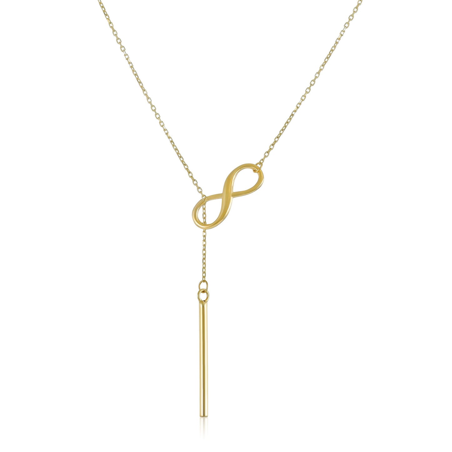 9ct Yellow Gold Infinity Pendant Necklace 