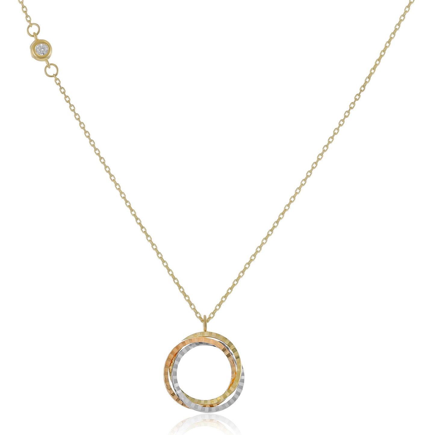 9ct Three Colour Circle Hoop Necklace