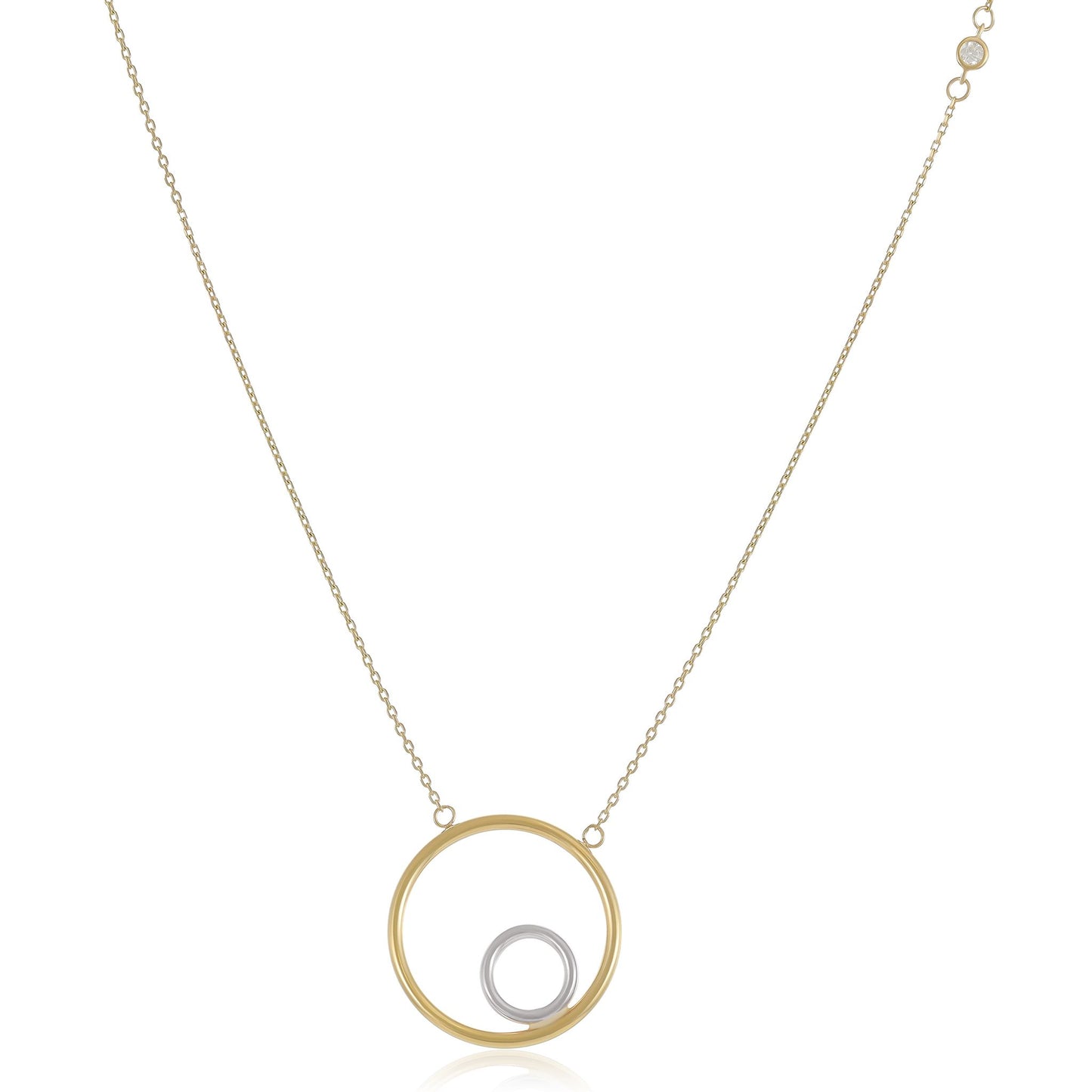 9ct Yellow and White Gold Circle Hoop Necklace