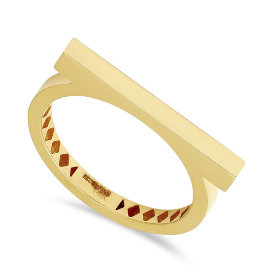 14ct Yellow Gold Horizontal Bar Ring
