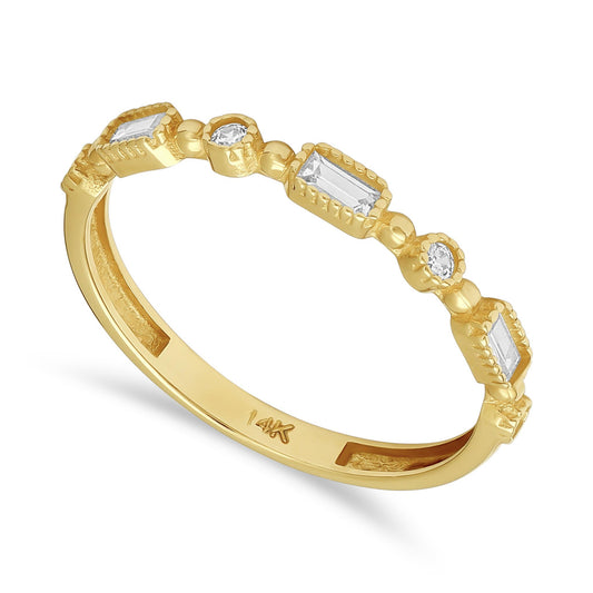 14ct Yellow Gold Cubic Cubic Zirconia Detail Ring