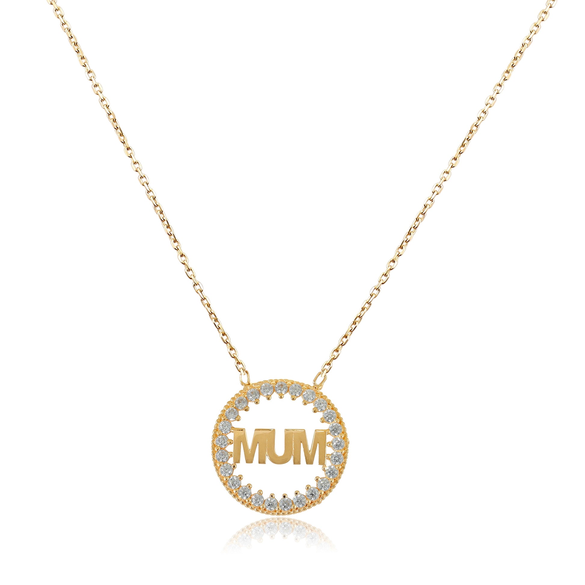9ct Yellow Gold Mum Pendant Necklace