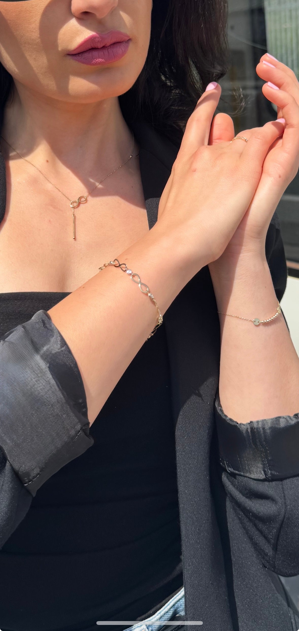 9ct Yellow Gold Cubic Zirconia Infinity Link Bracelet